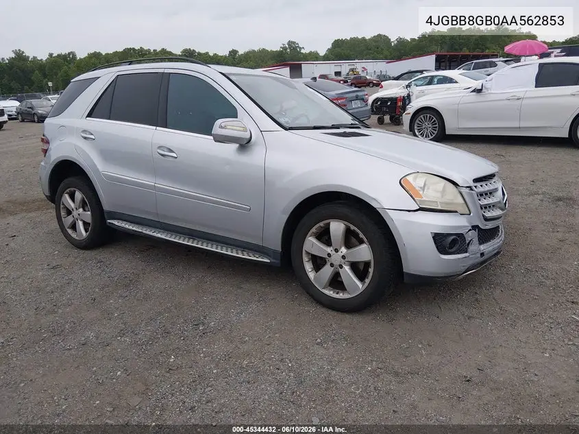 2010 Mercedes-Benz Ml 350 4Matic VIN: 4JGBB8GB0AA562853 Lot: 45344432