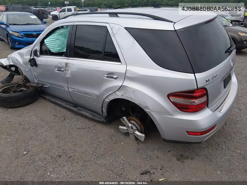 2010 Mercedes-Benz Ml 350 4Matic VIN: 4JGBB8GB0AA562853 Lot: 45344432
