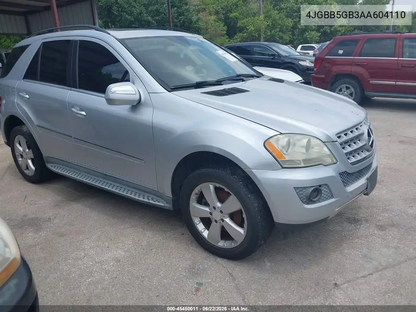 2010 Mercedes-Benz Ml 350 VIN: 4JGBB5GB3AA604110 Lot: 45450011