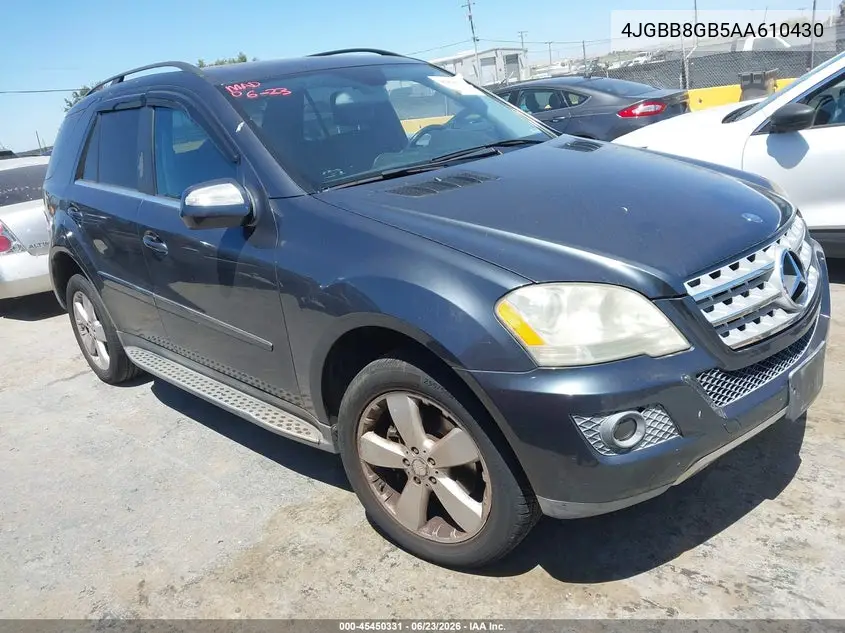 2010 Mercedes-Benz Ml 350 4Matic VIN: 4JGBB8GB5AA610430 Lot: 45450331