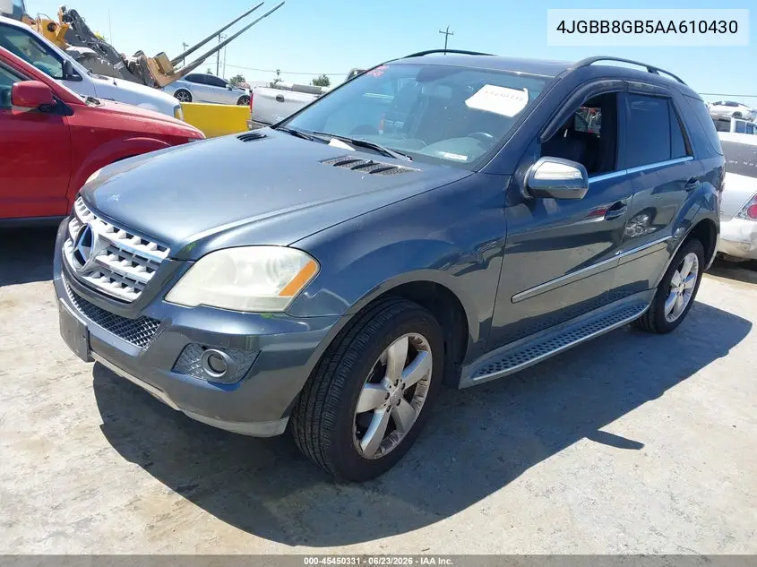 2010 Mercedes-Benz Ml 350 4Matic VIN: 4JGBB8GB5AA610430 Lot: 45450331