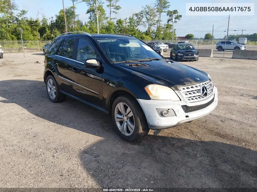 2010 Mercedes-Benz Ml 350 VIN: 4JGBB5GB6AA617675 Lot: 45451926