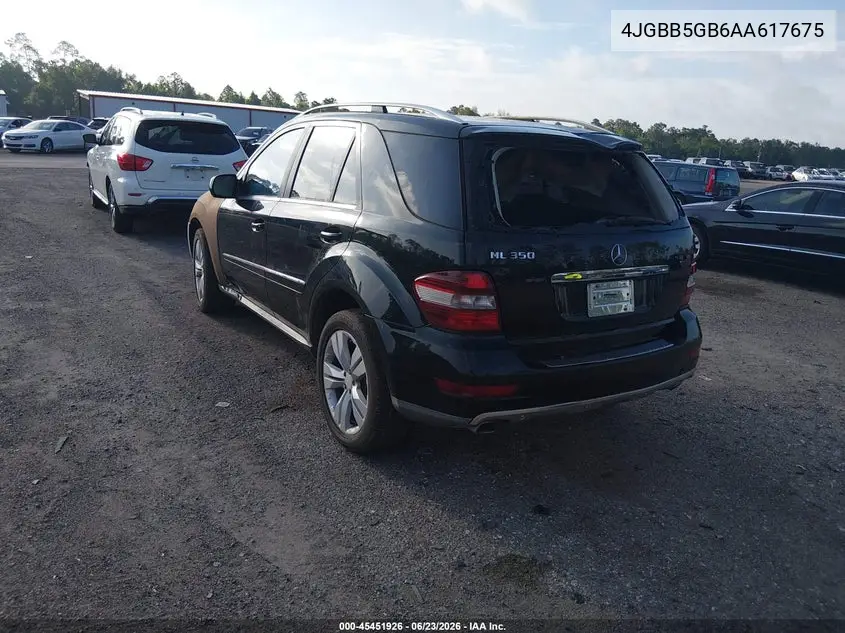 2010 Mercedes-Benz Ml 350 VIN: 4JGBB5GB6AA617675 Lot: 45451926