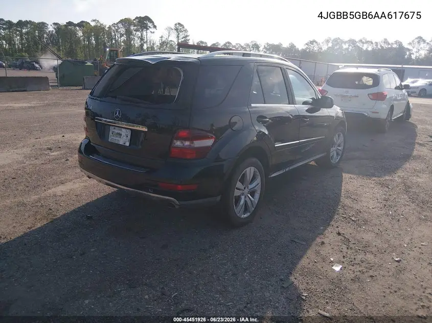 2010 Mercedes-Benz Ml 350 VIN: 4JGBB5GB6AA617675 Lot: 45451926