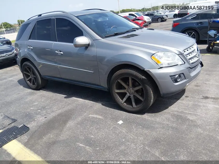 2010 Mercedes-Benz Ml 350 4Matic VIN: 4JGBB8GB0AA587199 Lot: 45576294
