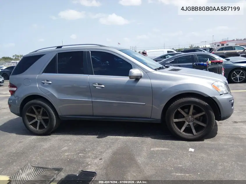 2010 Mercedes-Benz Ml 350 4Matic VIN: 4JGBB8GB0AA587199 Lot: 45576294