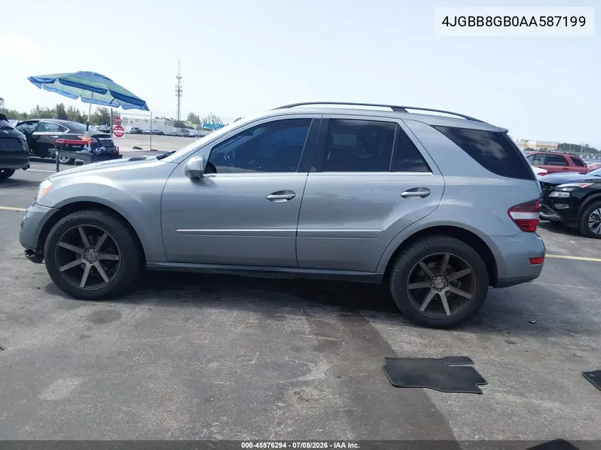 2010 Mercedes-Benz Ml 350 4Matic VIN: 4JGBB8GB0AA587199 Lot: 45576294