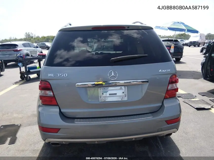 2010 Mercedes-Benz Ml 350 4Matic VIN: 4JGBB8GB0AA587199 Lot: 45576294