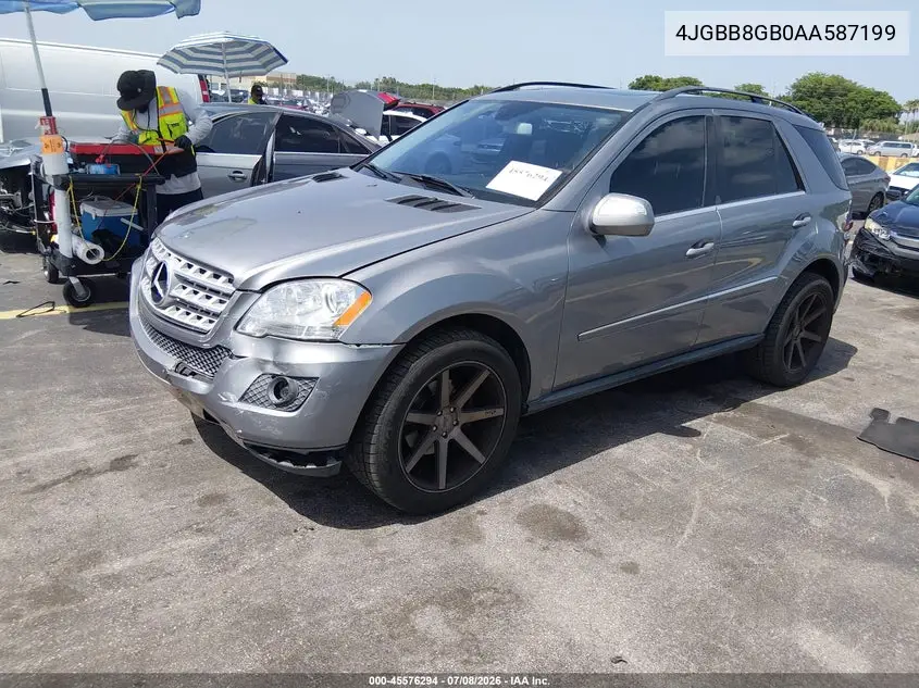 2010 Mercedes-Benz Ml 350 4Matic VIN: 4JGBB8GB0AA587199 Lot: 45576294