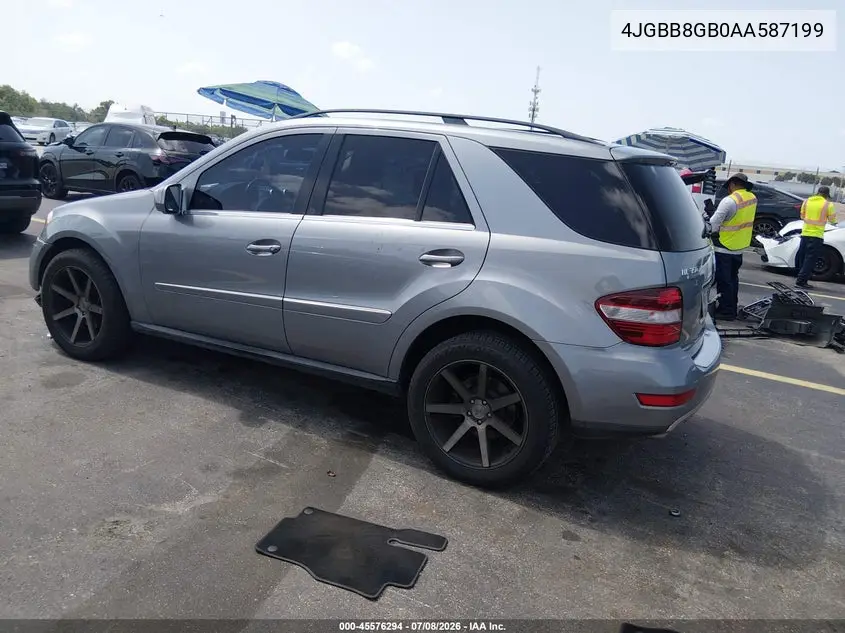2010 Mercedes-Benz Ml 350 4Matic VIN: 4JGBB8GB0AA587199 Lot: 45576294
