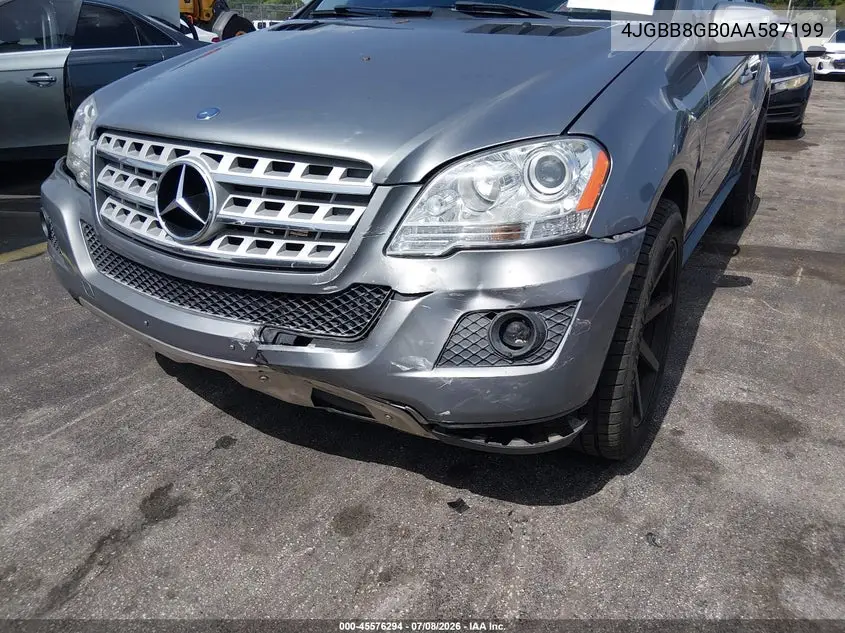 2010 Mercedes-Benz Ml 350 4Matic VIN: 4JGBB8GB0AA587199 Lot: 45576294