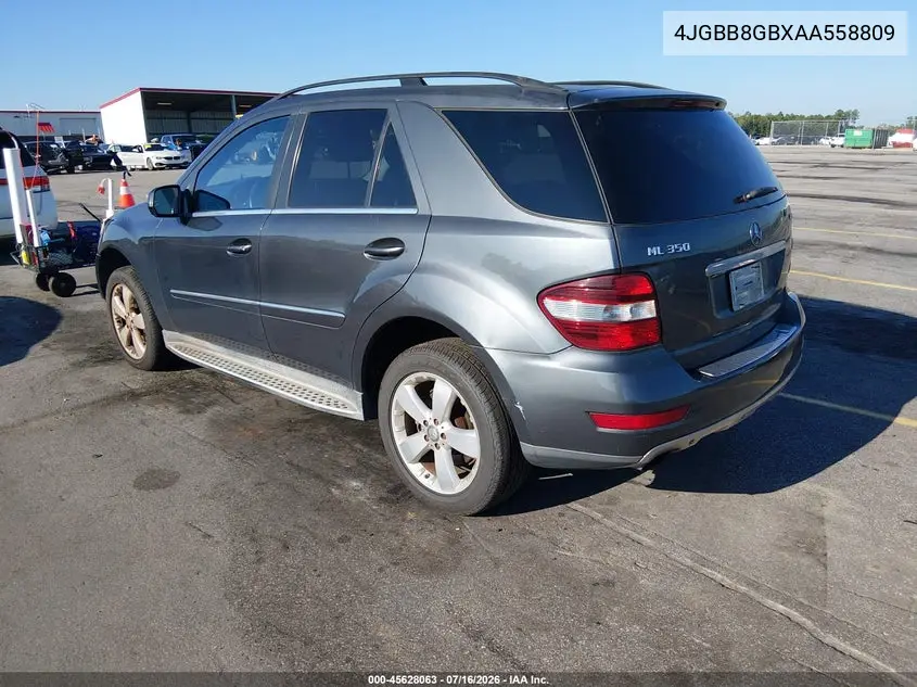 2010 Mercedes-Benz Ml 350 4Matic VIN: 4JGBB8GBXAA558809 Lot: 45628063