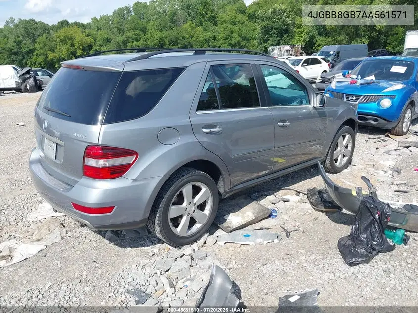 2010 Mercedes-Benz Ml 350 4Matic VIN: 4JGBB8GB7AA561571 Lot: 45681510