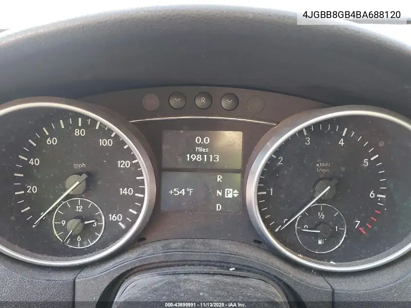 4JGBB8GB4BA688120 2011 Mercedes-Benz Ml 350 4Matic