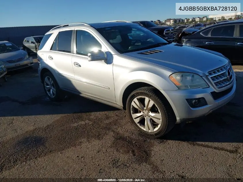 4JGBB5GBXBA728120 2011 Mercedes-Benz Ml 350
