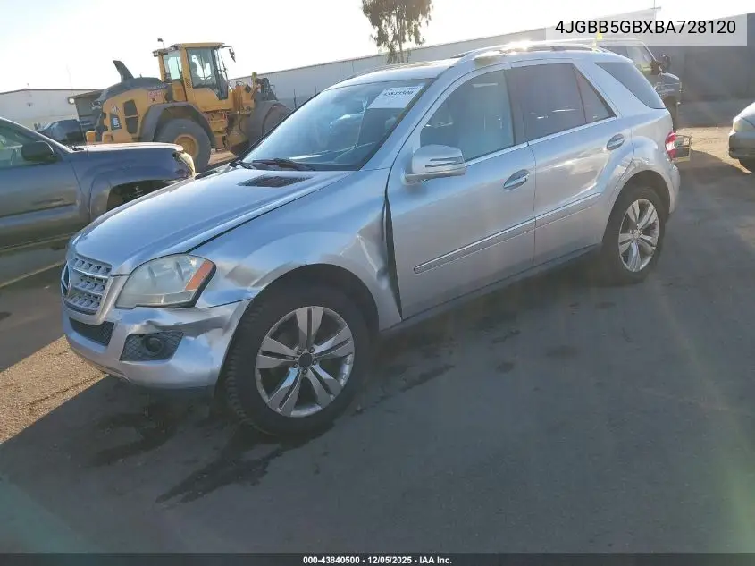 4JGBB5GBXBA728120 2011 Mercedes-Benz Ml 350