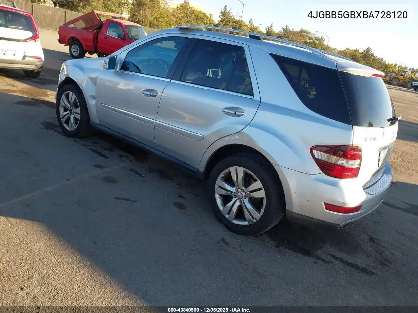 4JGBB5GBXBA728120 2011 Mercedes-Benz Ml 350