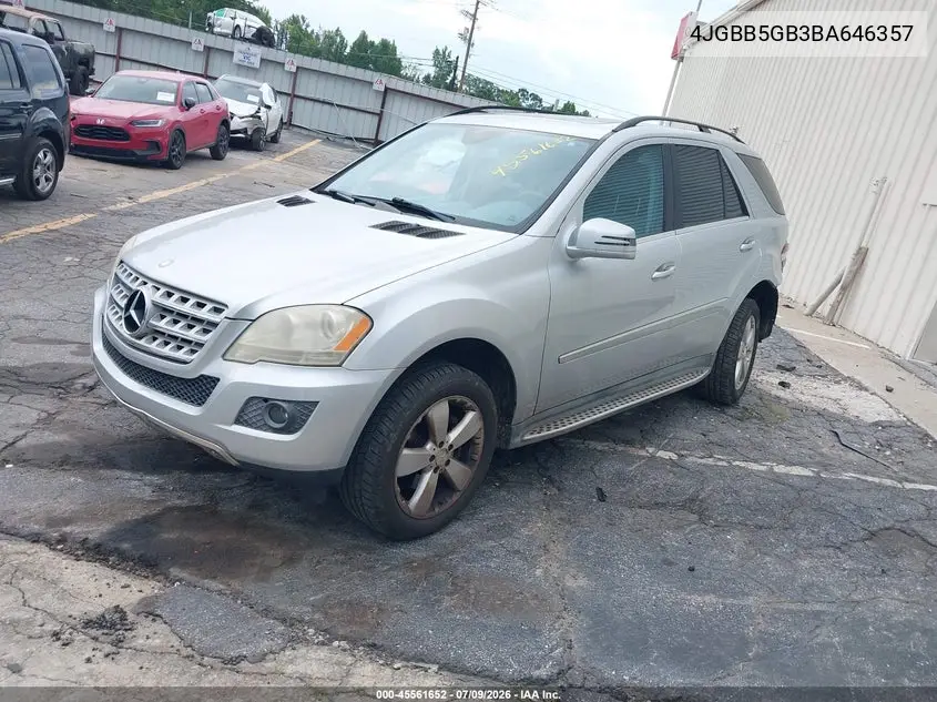 2011 Mercedes-Benz Ml 350 VIN: 4JGBB5GB3BA646357 Lot: 45561652