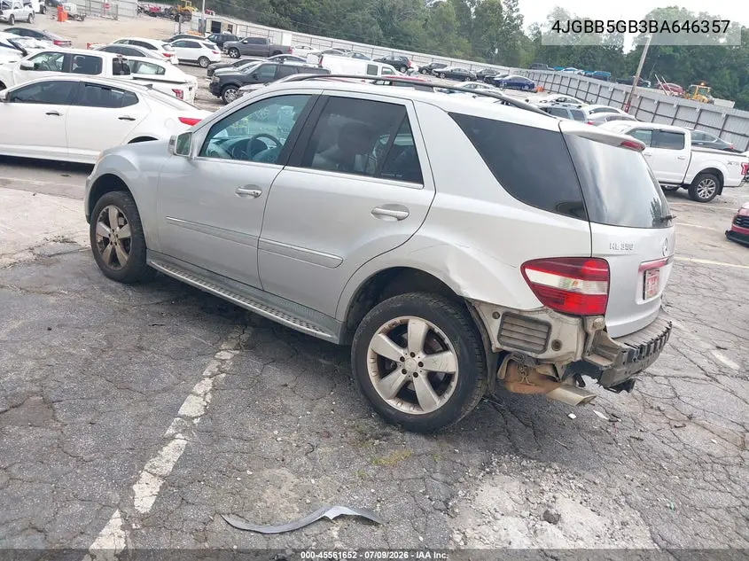 2011 Mercedes-Benz Ml 350 VIN: 4JGBB5GB3BA646357 Lot: 45561652
