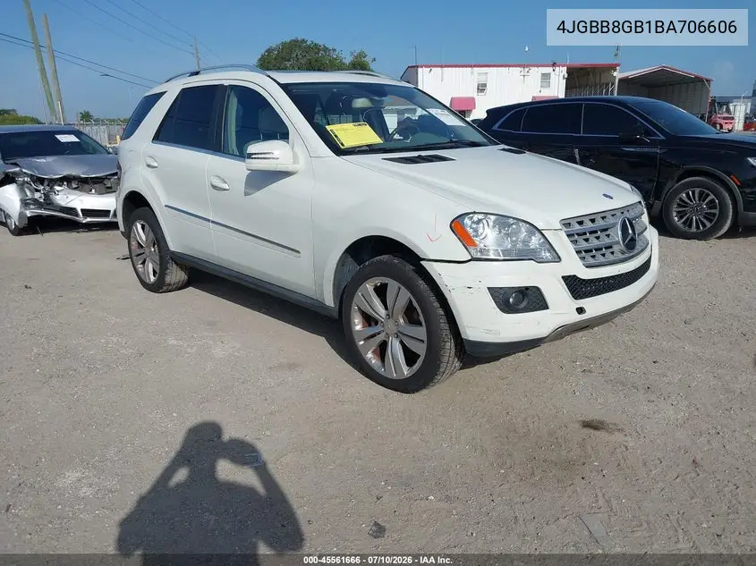 2011 Mercedes-Benz Ml 350 4Matic VIN: 4JGBB8GB1BA706606 Lot: 45561666