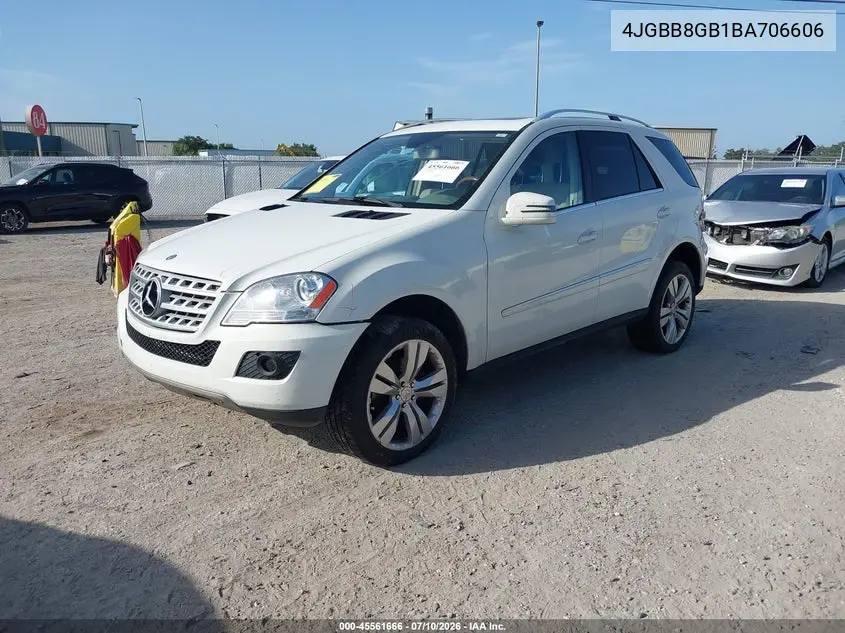 2011 Mercedes-Benz Ml 350 4Matic VIN: 4JGBB8GB1BA706606 Lot: 45561666
