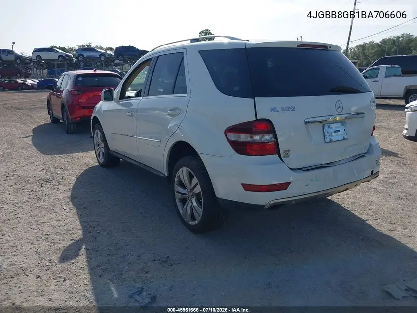 2011 Mercedes-Benz Ml 350 4Matic VIN: 4JGBB8GB1BA706606 Lot: 45561666