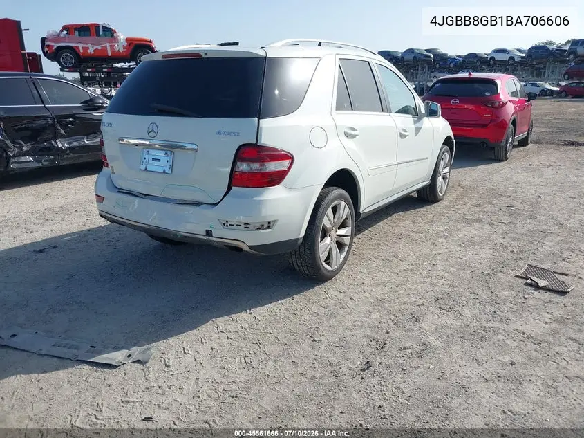 2011 Mercedes-Benz Ml 350 4Matic VIN: 4JGBB8GB1BA706606 Lot: 45561666