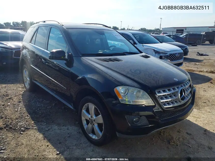 2011 Mercedes-Benz Ml 350 4Matic VIN: 4JGBB8GB3BA632511 Lot: 45567683