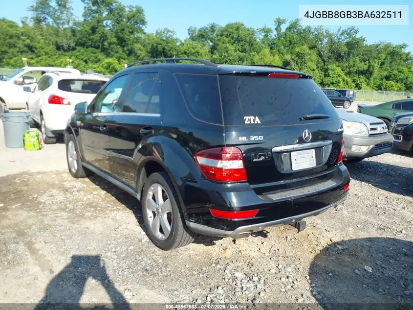 2011 Mercedes-Benz Ml 350 4Matic VIN: 4JGBB8GB3BA632511 Lot: 45567683