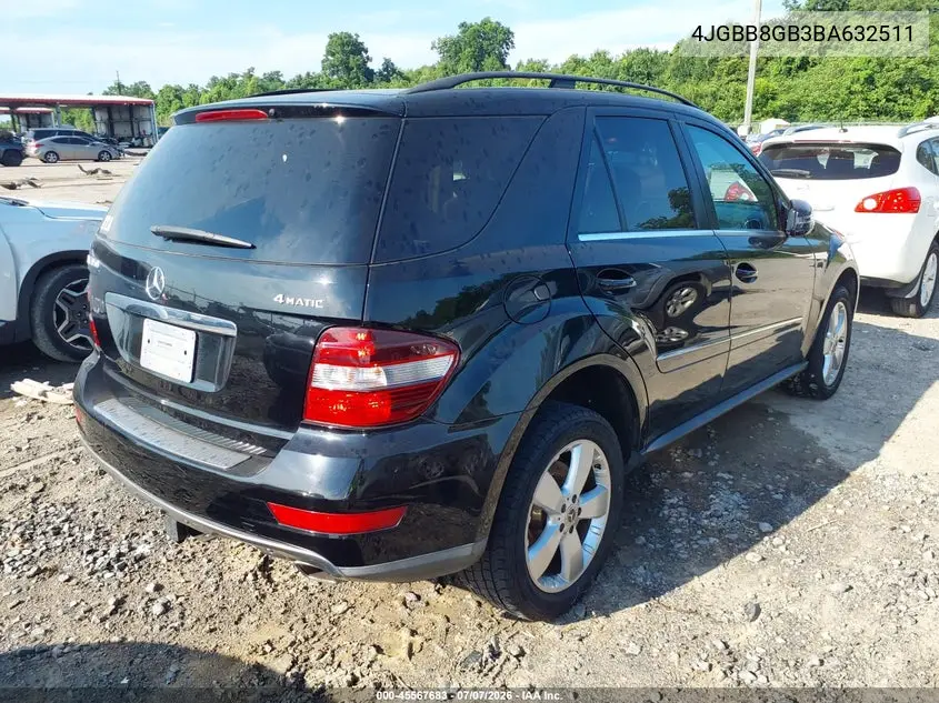 2011 Mercedes-Benz Ml 350 4Matic VIN: 4JGBB8GB3BA632511 Lot: 45567683