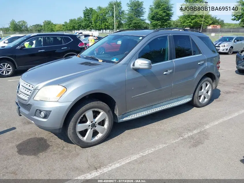 2011 Mercedes-Benz Ml 350 4Matic VIN: 4JGBB8GB1BA695140 Lot: 45598677