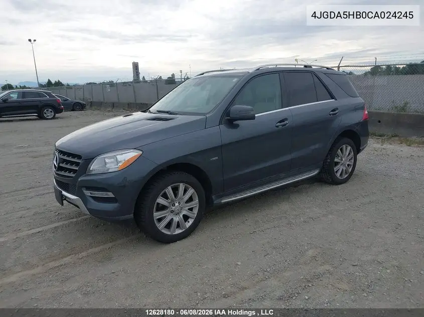 2012 Mercedes-Benz Ml 350 4Matic VIN: 4JGDA5HB0CA024245 Lot: 12628180