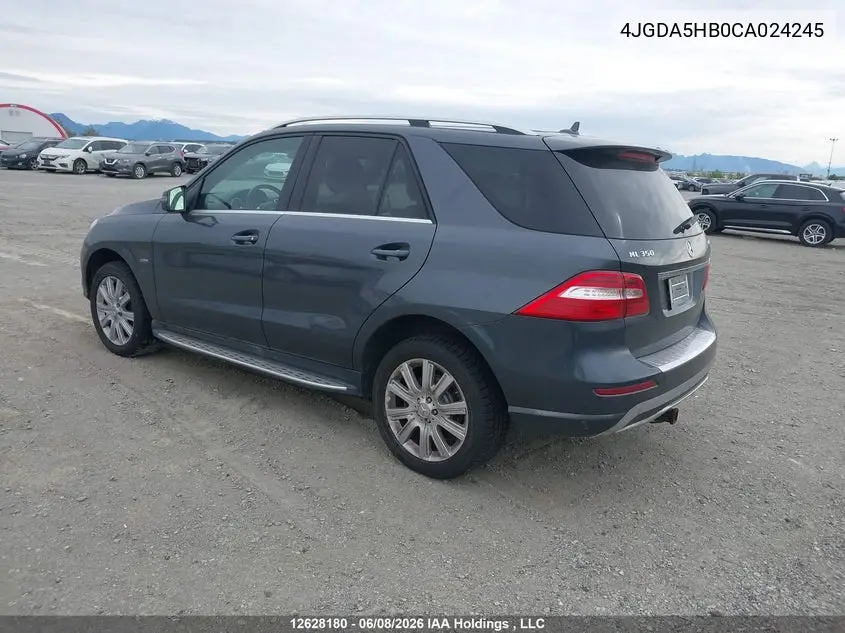 2012 Mercedes-Benz Ml 350 4Matic VIN: 4JGDA5HB0CA024245 Lot: 12628180