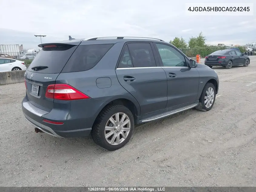 2012 Mercedes-Benz Ml 350 4Matic VIN: 4JGDA5HB0CA024245 Lot: 12628180