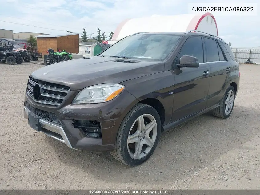 2012 Mercedes-Benz Ml 350 Bluetec 4Matic VIN: 4JGDA2EB1CA086322 Lot: 12660600