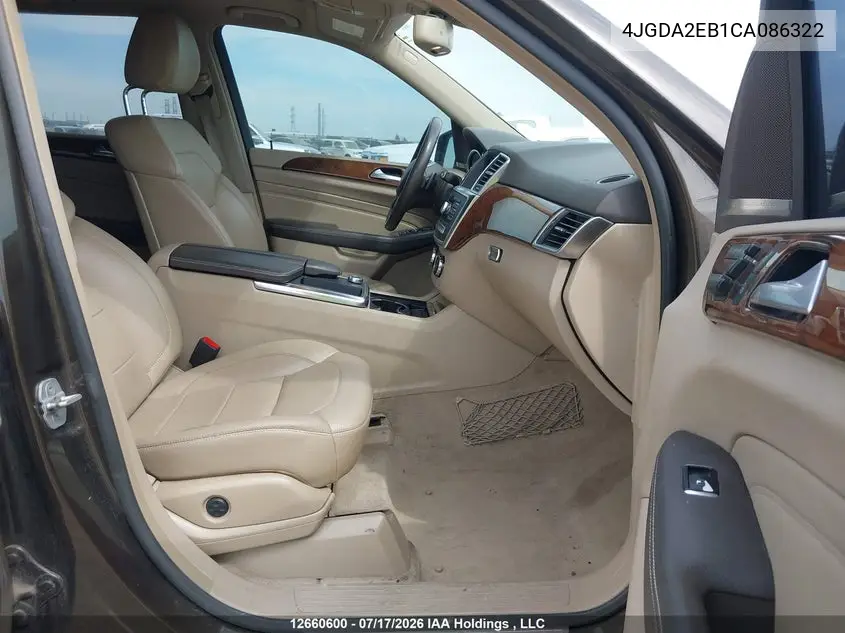 2012 Mercedes-Benz Ml 350 Bluetec 4Matic VIN: 4JGDA2EB1CA086322 Lot: 12660600