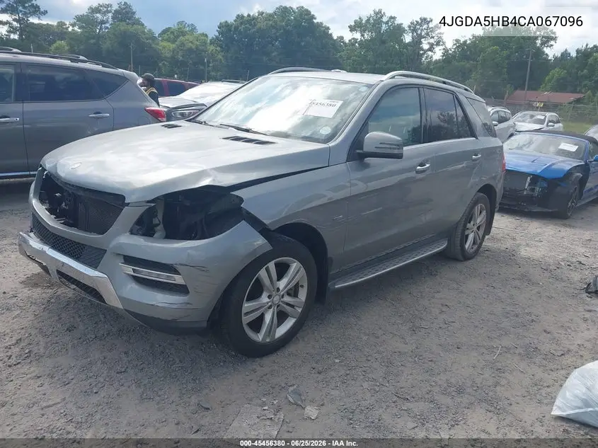 2012 Mercedes-Benz Ml 350 4Matic VIN: 4JGDA5HB4CA067096 Lot: 45456380