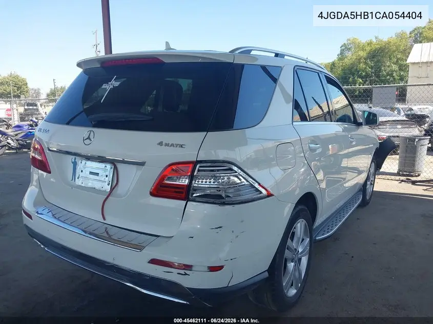 2012 Mercedes-Benz Ml 350 4Matic VIN: 4JGDA5HB1CA054404 Lot: 45462111