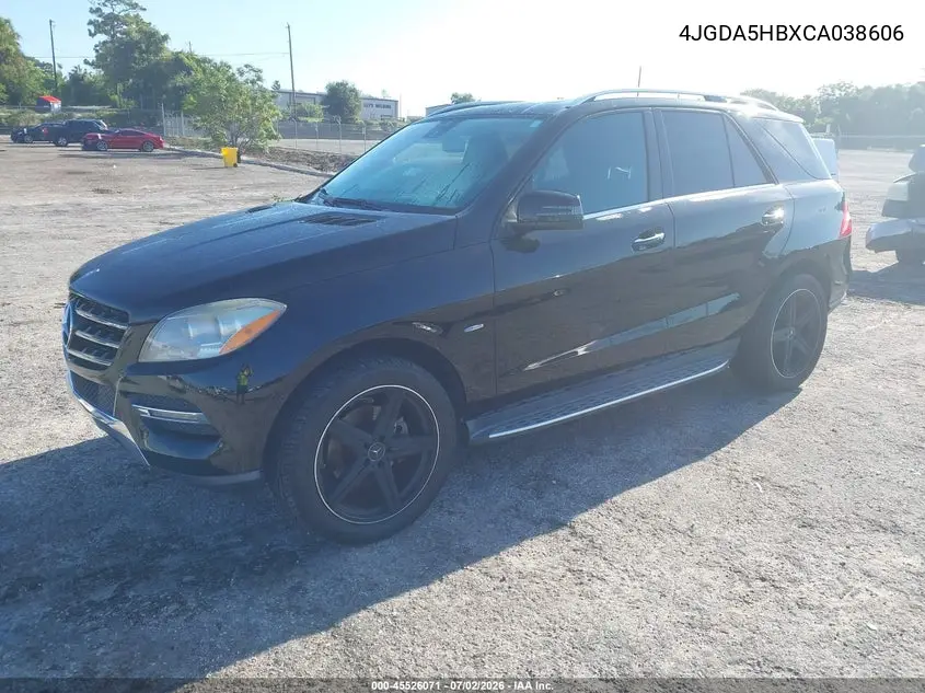 2012 Mercedes-Benz Ml 350 4Matic VIN: 4JGDA5HBXCA038606 Lot: 45526071
