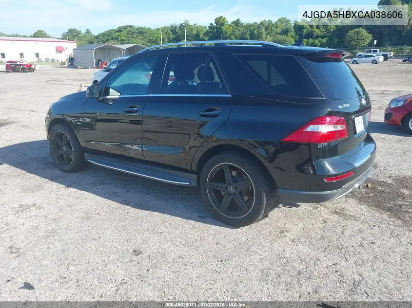 2012 Mercedes-Benz Ml 350 4Matic VIN: 4JGDA5HBXCA038606 Lot: 45526071