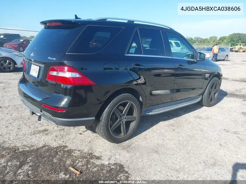 2012 Mercedes-Benz Ml 350 4Matic VIN: 4JGDA5HBXCA038606 Lot: 45526071