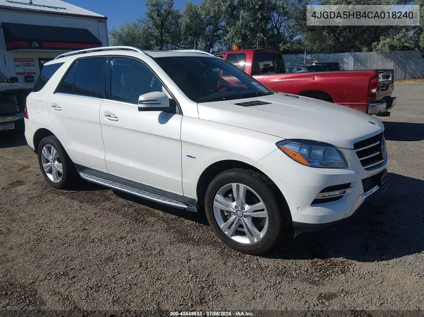 2012 Mercedes-Benz Ml 350 4Matic VIN: 4JGDA5HB4CA018240 Lot: 45549533