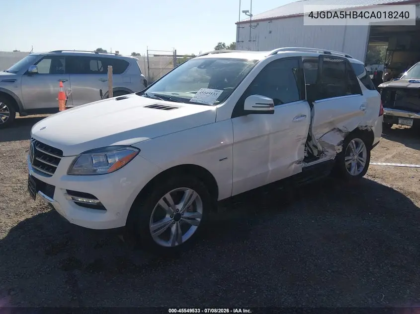 2012 Mercedes-Benz Ml 350 4Matic VIN: 4JGDA5HB4CA018240 Lot: 45549533