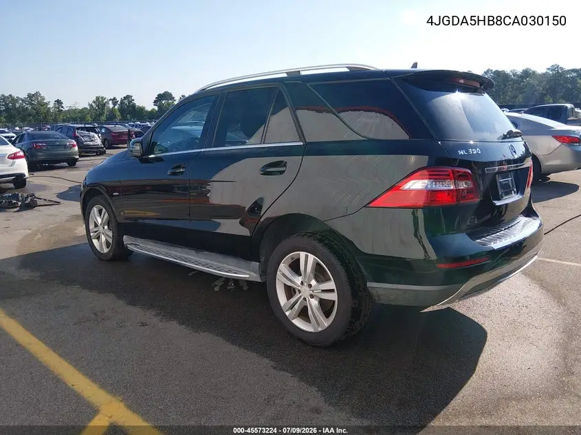 2012 Mercedes-Benz Ml 350 4Matic VIN: 4JGDA5HB8CA030150 Lot: 45573224