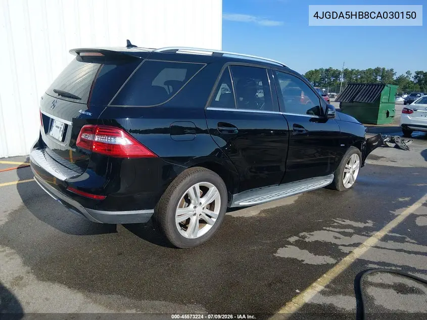 2012 Mercedes-Benz Ml 350 4Matic VIN: 4JGDA5HB8CA030150 Lot: 45573224