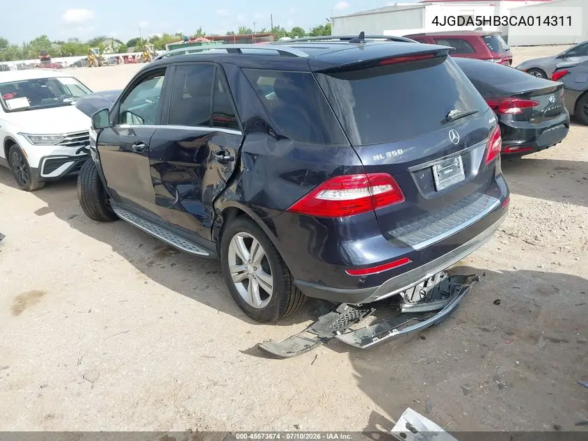 2012 Mercedes-Benz Ml 350 4Matic VIN: 4JGDA5HB3CA014311 Lot: 45573674