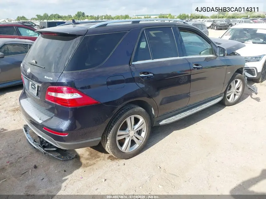 2012 Mercedes-Benz Ml 350 4Matic VIN: 4JGDA5HB3CA014311 Lot: 45573674