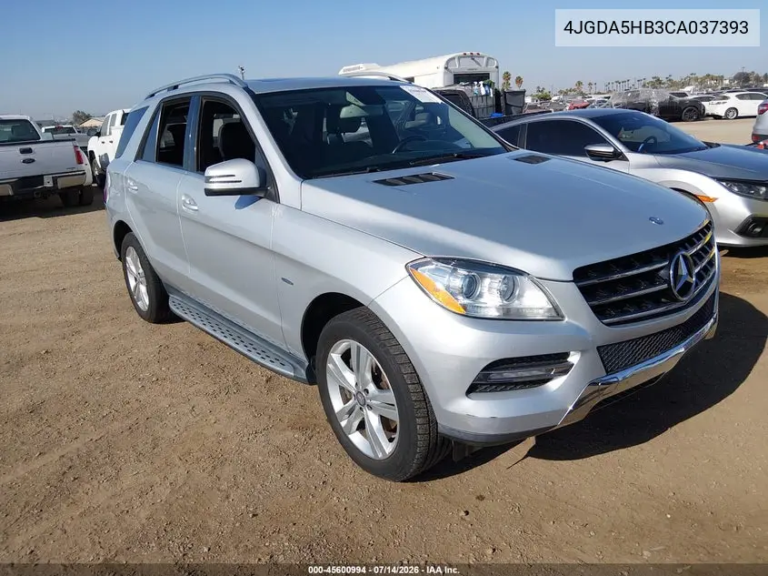 2012 Mercedes-Benz Ml 350 4Matic VIN: 4JGDA5HB3CA037393 Lot: 45600994