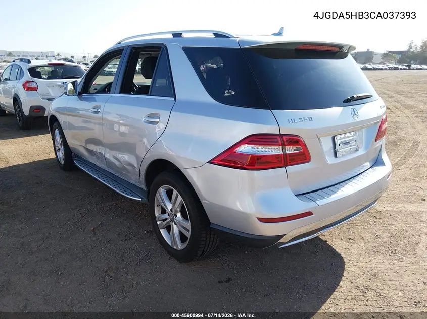 2012 Mercedes-Benz Ml 350 4Matic VIN: 4JGDA5HB3CA037393 Lot: 45600994