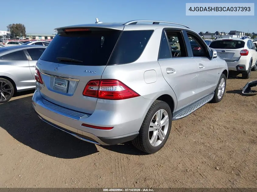 2012 Mercedes-Benz Ml 350 4Matic VIN: 4JGDA5HB3CA037393 Lot: 45600994